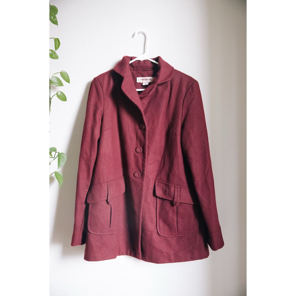 Women's HYDRAULIC Wool Blend Coat Jacket Maroon Color Size Large